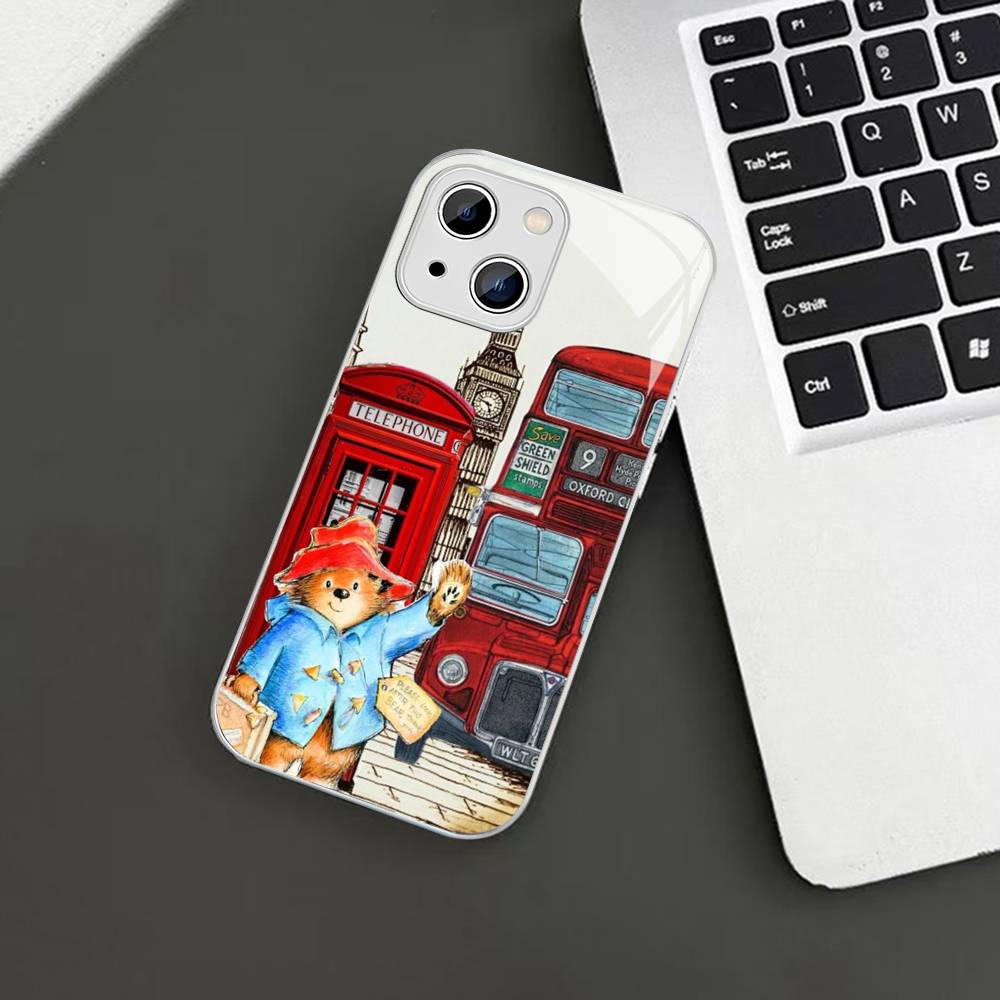 Cute P-Paddingtons Bear For IPhone 14 13 12 Mini 11 Pro XS Max X XR 14 Plus Tempered Glass Cover