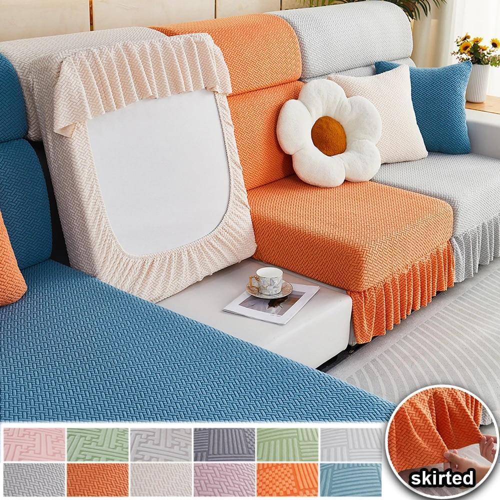 Jacquard Sofa Seat Cushion Cover Elastic Adjustable Skirted Slipcover Sofa Cover Sofa Slipcover Furniture Protector for Pets Kid
