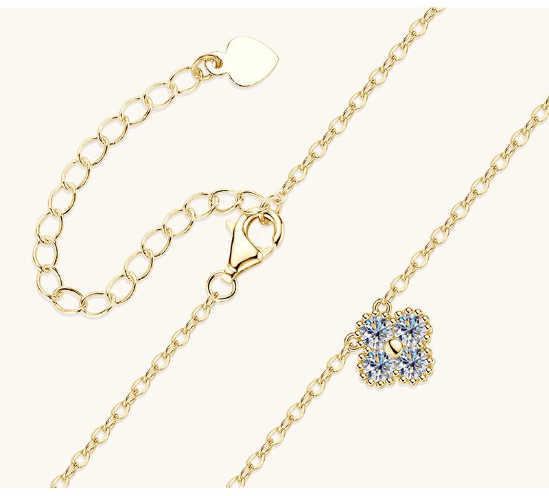 High-End Sterling Silver S925 Moissanite Four-Leaf Clover Pendant Necklace