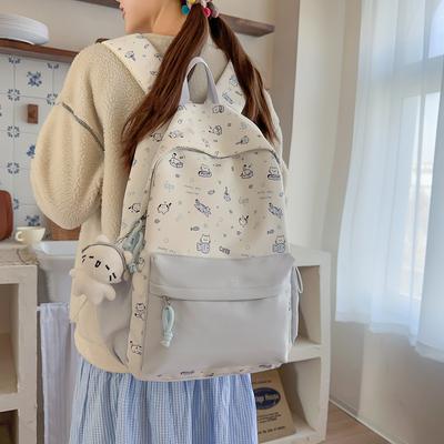 Schoolbag Japanese Isn't Cute Cat Printed Student Backpack Niche High Value Color Matching Large Capacity Schoolbag Small Backpack
