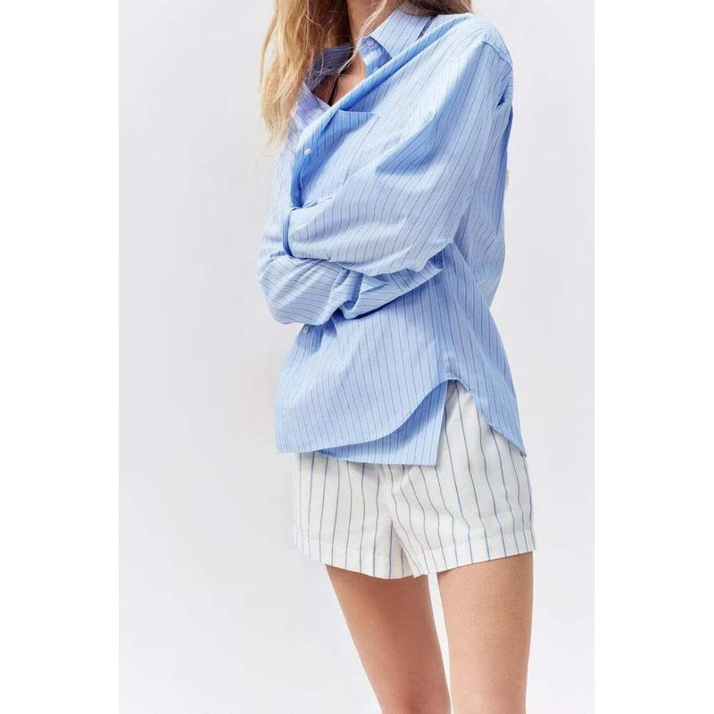 ZA Autumn New Women's Clothing ZR Fashion Wind Export Fashion Stripes Lapel Long Sleeves Shirt 2020458