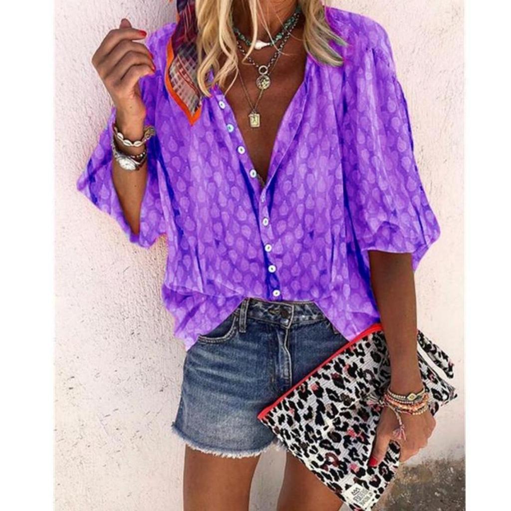 Ladies, Casual, Long Sleeved, Button Up Shirt, Floral Print, Machine Washable, Casual, Loose Fit