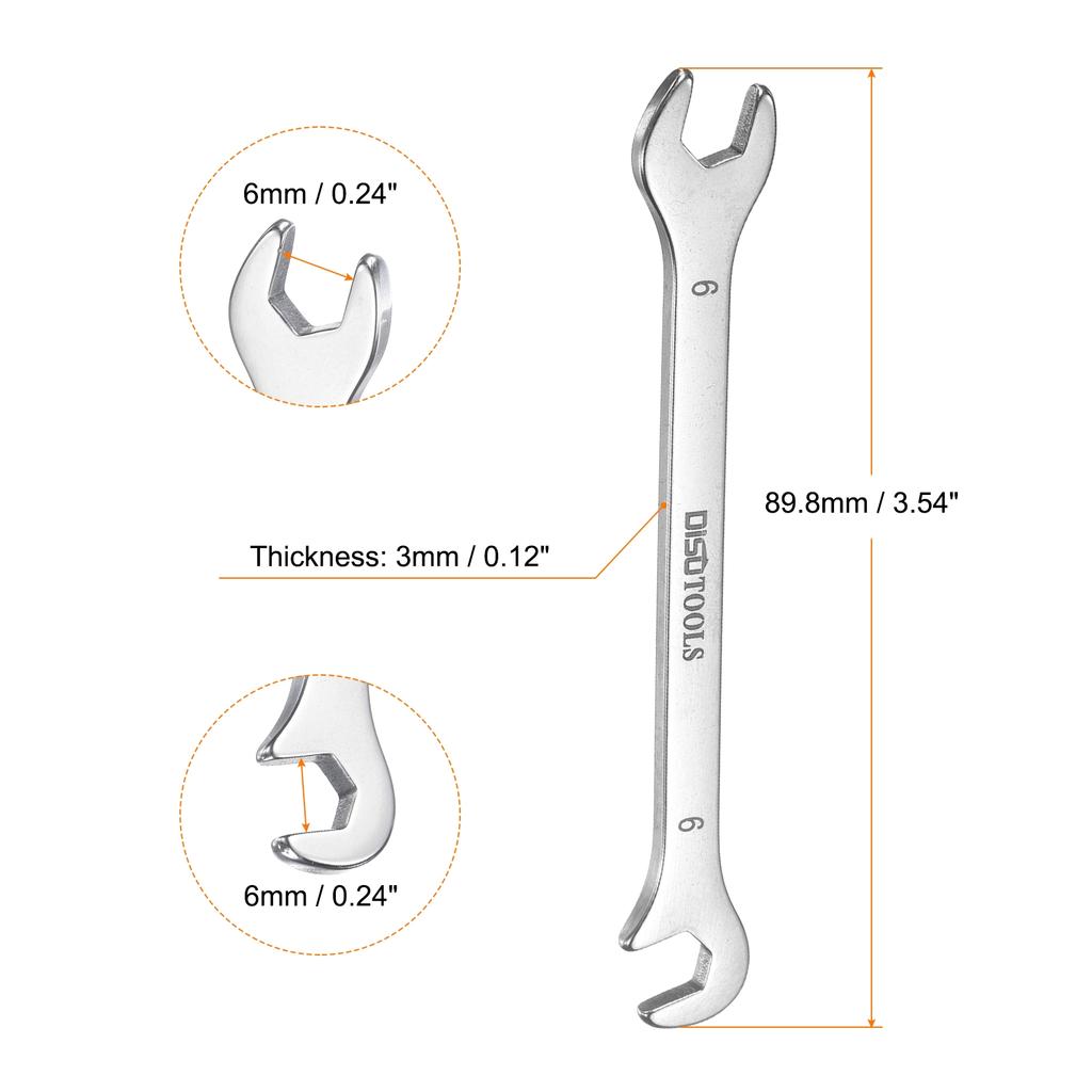 Uxcell Super-Thin Open End Wrench 5mm-11mm Metric Double Open-End Wrench with 15°and 75° Angled for Auto Repairs Home Projects