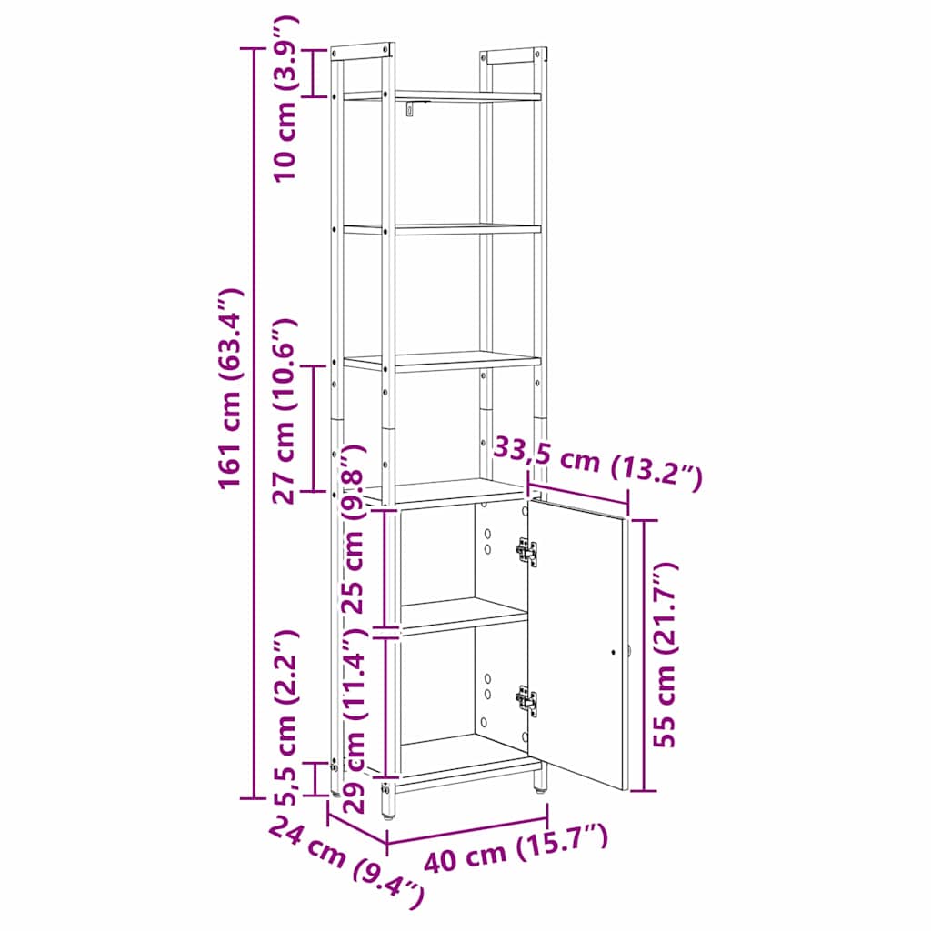 Bookshelf 6 Tiers 40 x 24 x 161 cm Engineered Wood