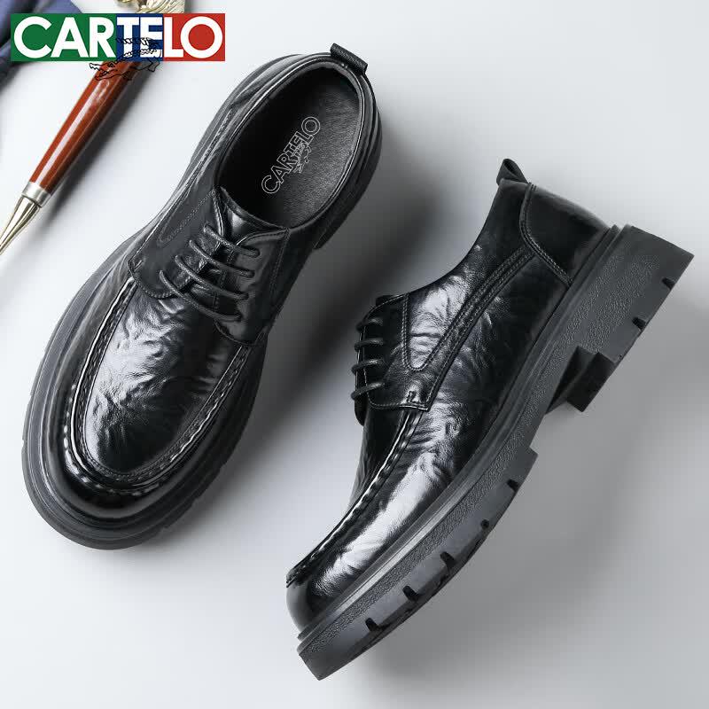 CARTELO Men's K078 Textured Formal Casual Leather Shoes