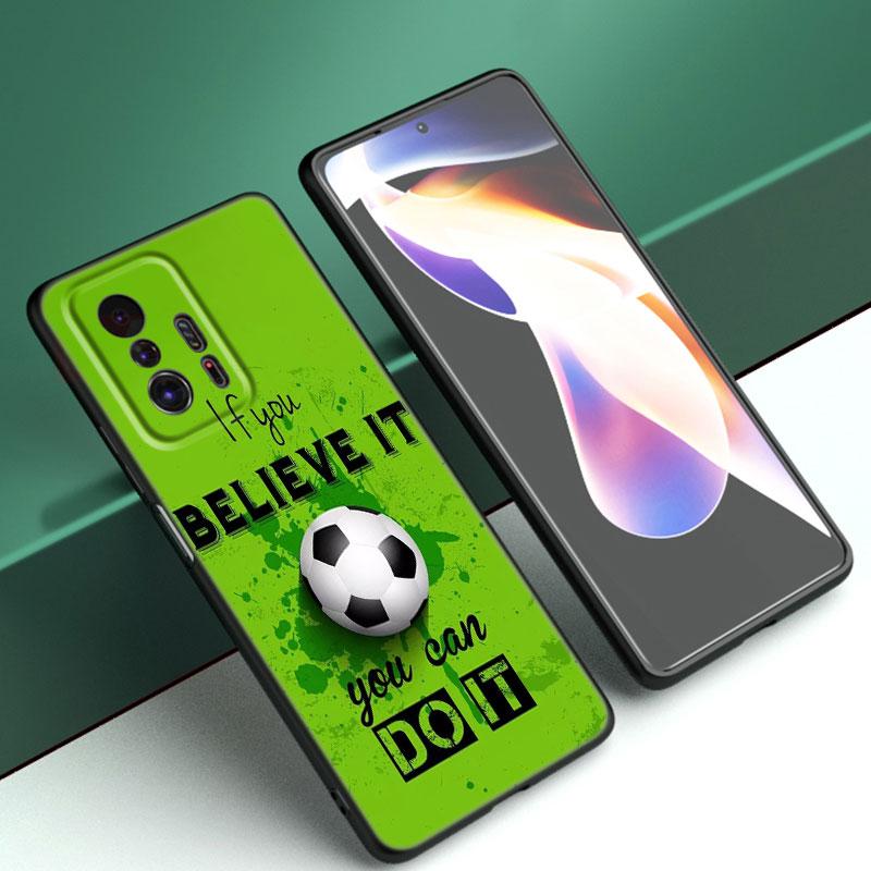 Fire Football Soccer Phone Case For Xiaomi Mi A2 8 9 SE Note 10 10T 11 12 Lite 9T 11T 12S 12T Pro A3 6X 12X Soft TPU Black Cover
