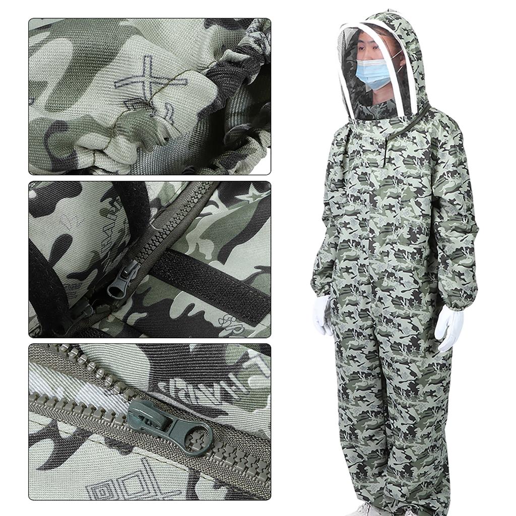 Double   One Piece Bee Suit Beekeeping Protective Clothes with Gloves for Beekeeper(1 Pair XL Gloves XL Bee Suit )