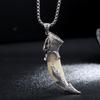Wolf Tooth Pendant Necklace - Men's and Women's Stainless Steel Pendant Necklace Decorative Jewelry