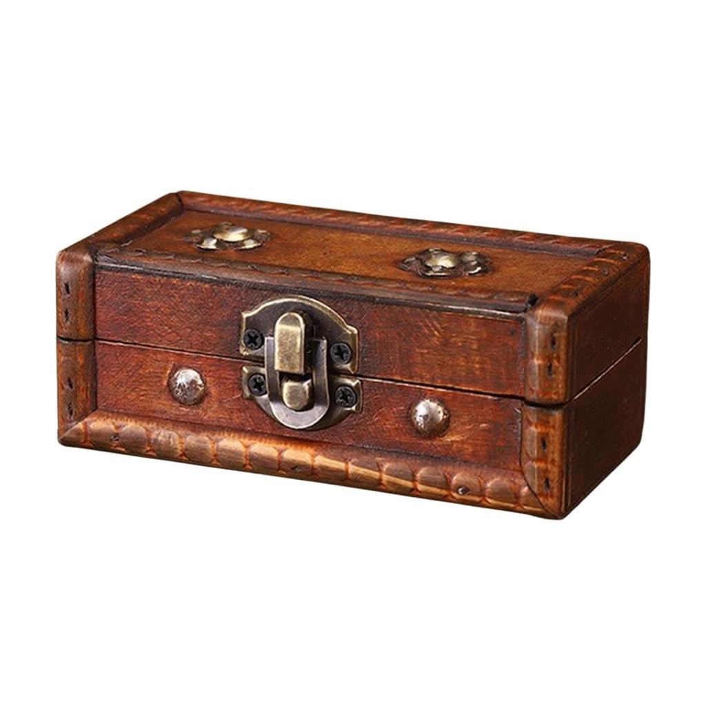 Vintage Distressed Wooden Storage Box with Metal Clasp Sturdy Decorative