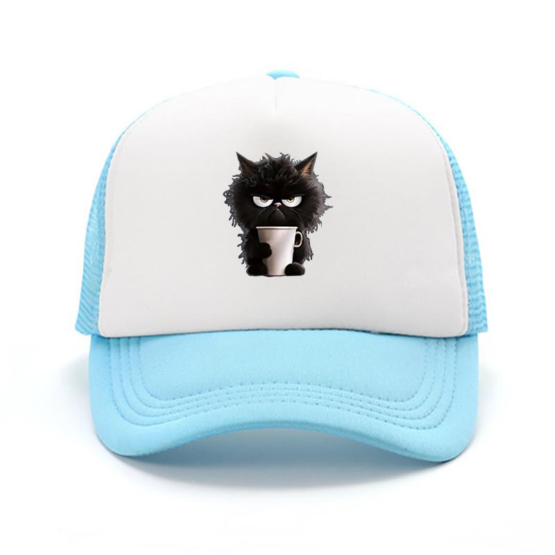 Cup Black Cat Printed Baseball Cap Fashionable and Multifunctional Duckbill Cap Adjustable and Trendy