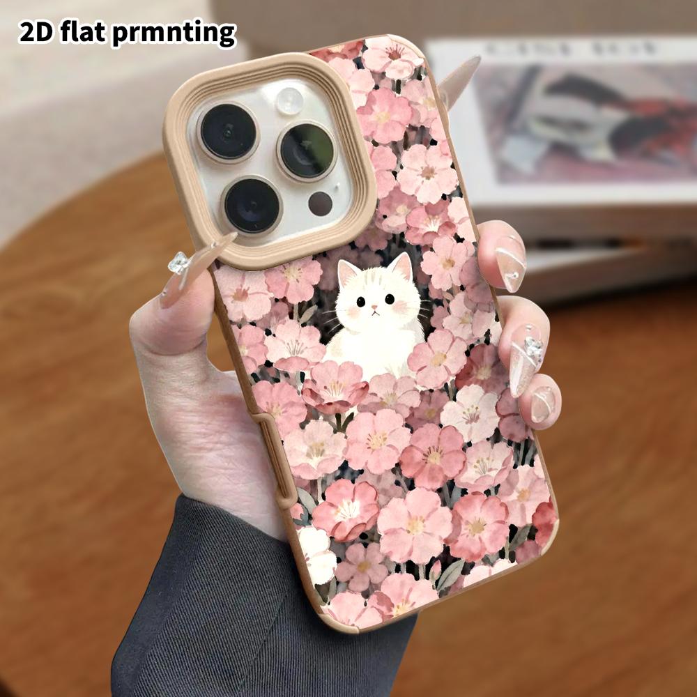 Phone Case: Lambskin 2D Flat Samsung Galaxy A34 A35 M05 M06 S20 S22 S21 FE Plus 5G Protective Case, Little White Cat, Christmas and Halloween Gift