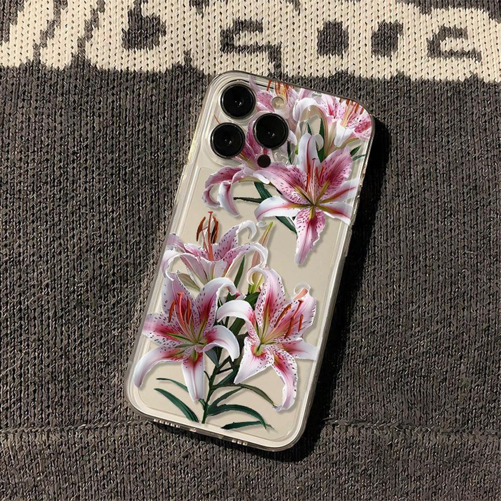 For iPhone 14 Pro Max Case Floral Lily Pattern TPU Phone Cover