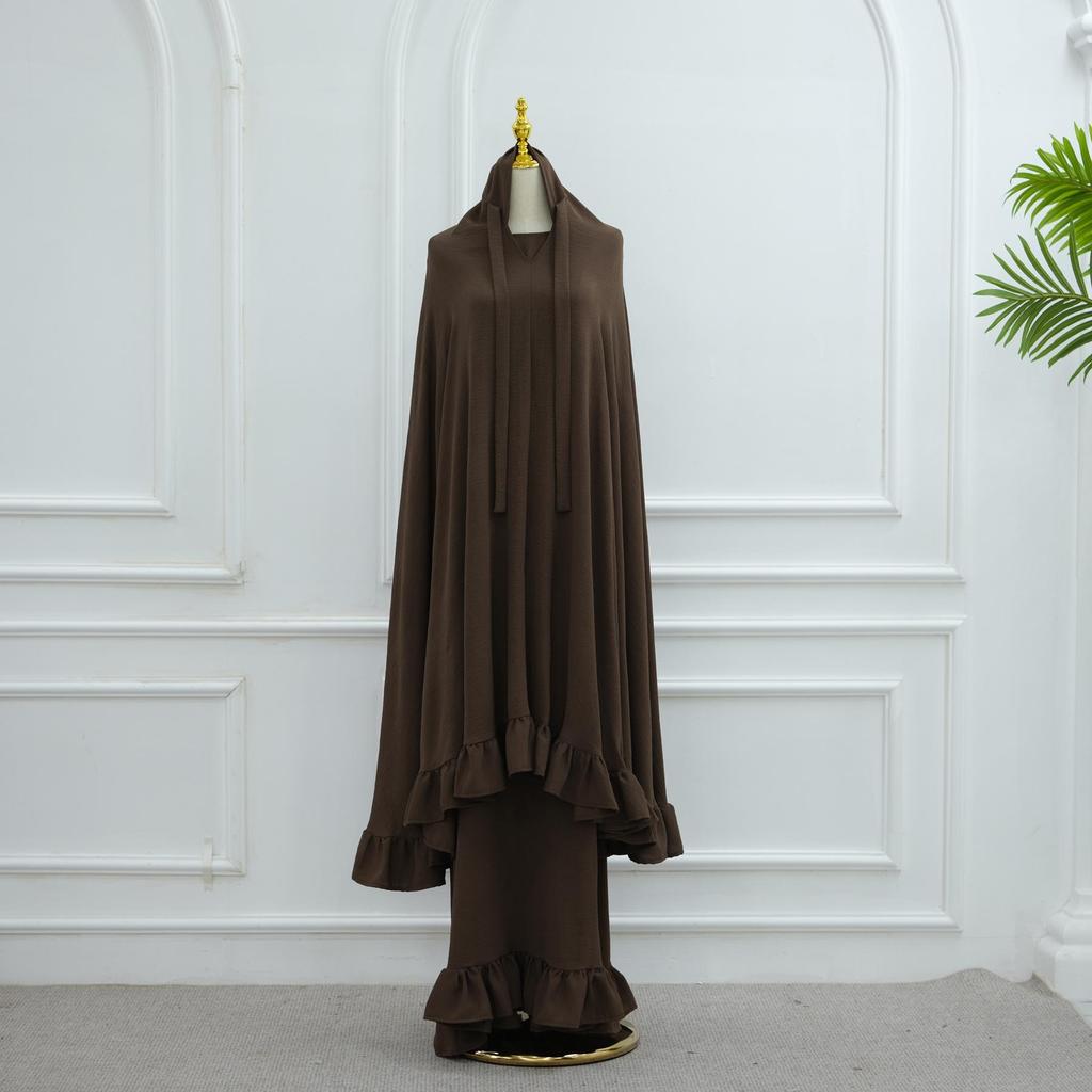 Loriya 2025 Solid Color Dress with Large Headscarf LR972