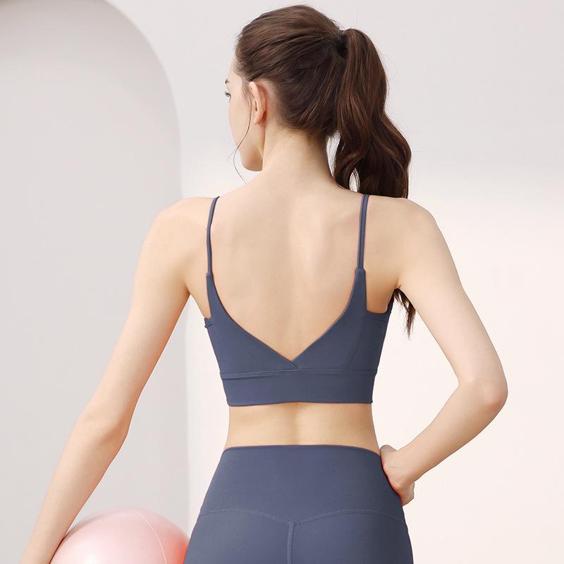 Women s Backless Wireless Push-Up Sports Bra Crop Top Bodysuit Medium