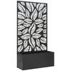 Outdoor Metal Planter, with Back Trellis - Black
