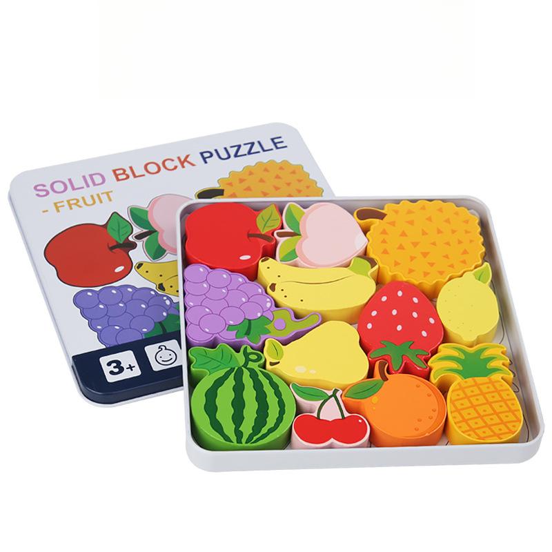 Baby Wooden Jigsaw Puzzle Creative 3D Iron Box Puzzle for Children's Intelligence Development Early Educational Toy for Children