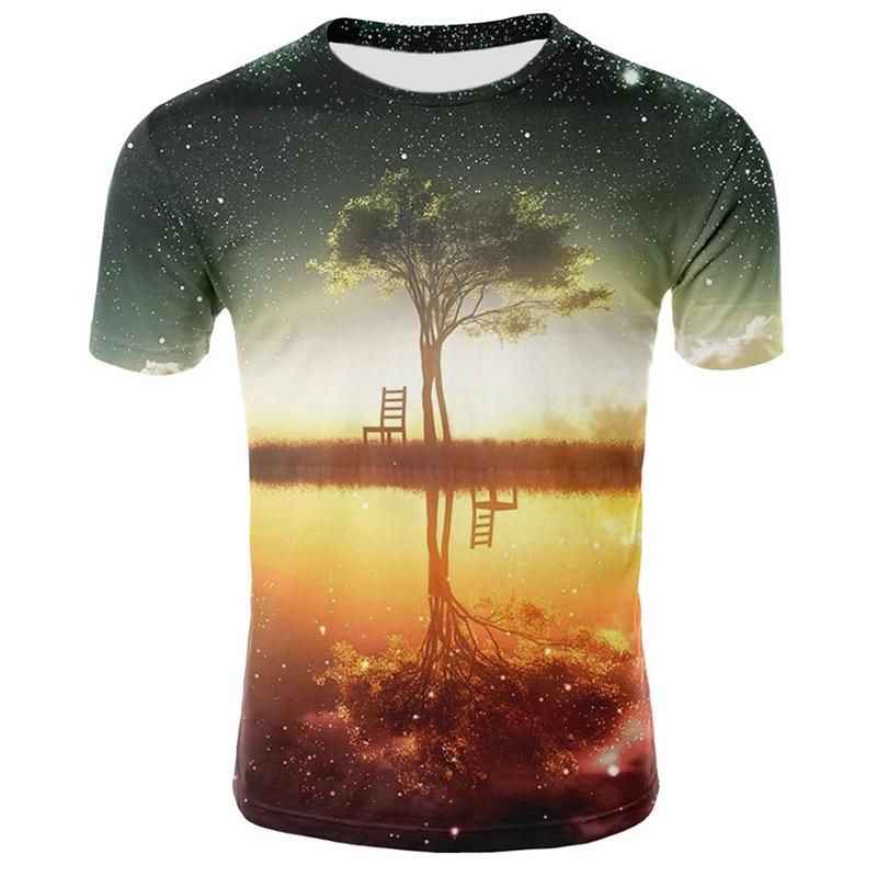 Modale Summer T Shirt For Youth With Digital Space Starry Sky 3d Print Casual Top