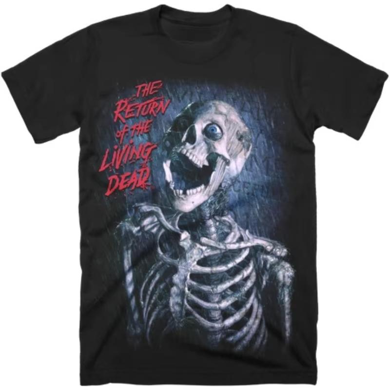 Street Style Loose Fit 80s Horror Tshirt The Return Of The Living Dead Unisexs Summer Retro Zombie Worship Horror Pattern