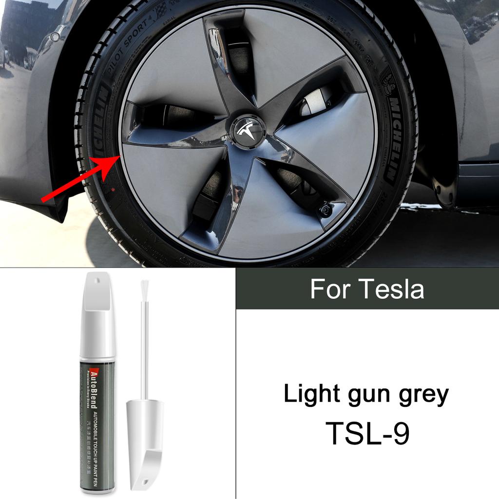 For Tesla Model 3 Y X S Car Scratch Removal and Touch-up Pen Wheel Hub Paint Repair Pen Clear Coat Stealth Gray Solid Black