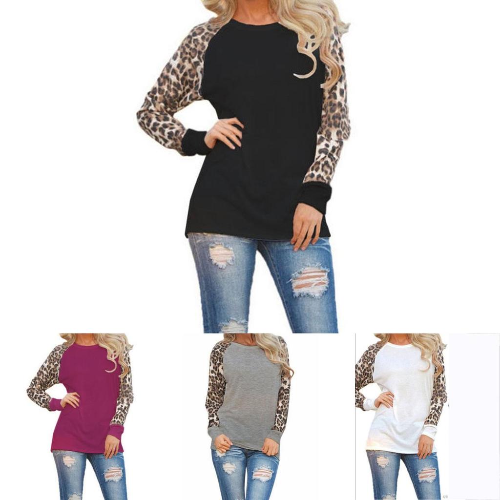 Plus Size Womens Long Sleeve Leopard T Shirts With Loose Casual Fit And Stylish Design