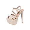 Sexy Nightclub Stiletto Nude High Heel Waterproof Platform Sandals for Women