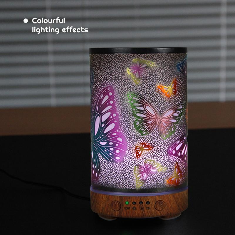 Iron Essential Oils Diffuser 100ML Aromatherapy Diffuser Cool Mist Humidifier with Waterless Auto Off Air Diffusers(Butterfly)