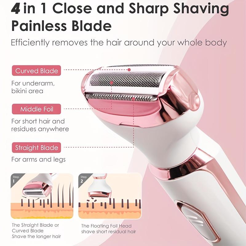 4 In 1 Electric Lady Shaver Body Hair Removal Epilator Painless Cordless Trimmer Razor Gifts For Women