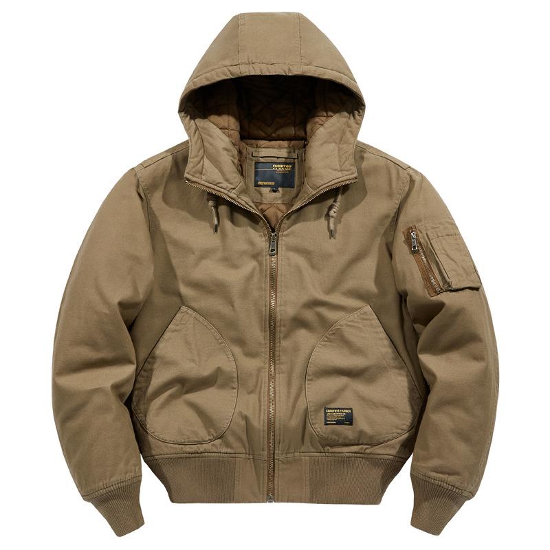 Cotton Coat Men's Thickened Loose Large Vintage Casual Hooded Work Jacket Cotton Coat Men