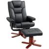 Faux Leather Manual Recliner and Footstool Set - Black