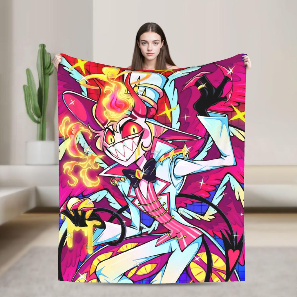 2025 H-Hazbin Hotel Charlie Cartoon Flannel Blanket  Warm Throw Blanket for Bedroom Picnic Print Bedspread Sofa Bed Cover