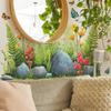 Watercolor Grass Flowers and Butterflies Living Room Entrance Skirting Decoration Wall Stickers