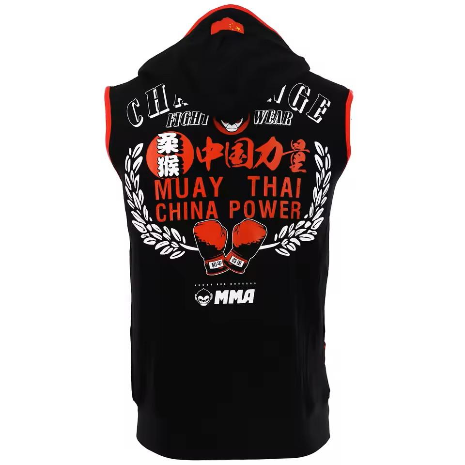 Muay Thai Kickboksing UFFC MMA Mixed Marcial Art Jakke Genser Hettegensere Menn Kvinner Barn Unisex Ermeløs Trykk Sport Gym Fitness Trening