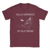 Cat Hello Darkness My Old Friend Black Cat T Shirt Summer  Trendy Cool T Shirts Mens Pure Cotton ONeck Oversized Top Tees