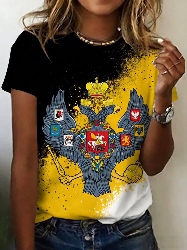 Russian T-Shirts CCCP Floral 3D Print Women's Short Sleeve Round Neck T Shirt Oversized Harajuku Tees Y2k Tops Female Clothing