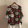 Women's Fashionable And Casual Shirt Half-sleeve Round Neck Print Cotton And Linen Blouse Top