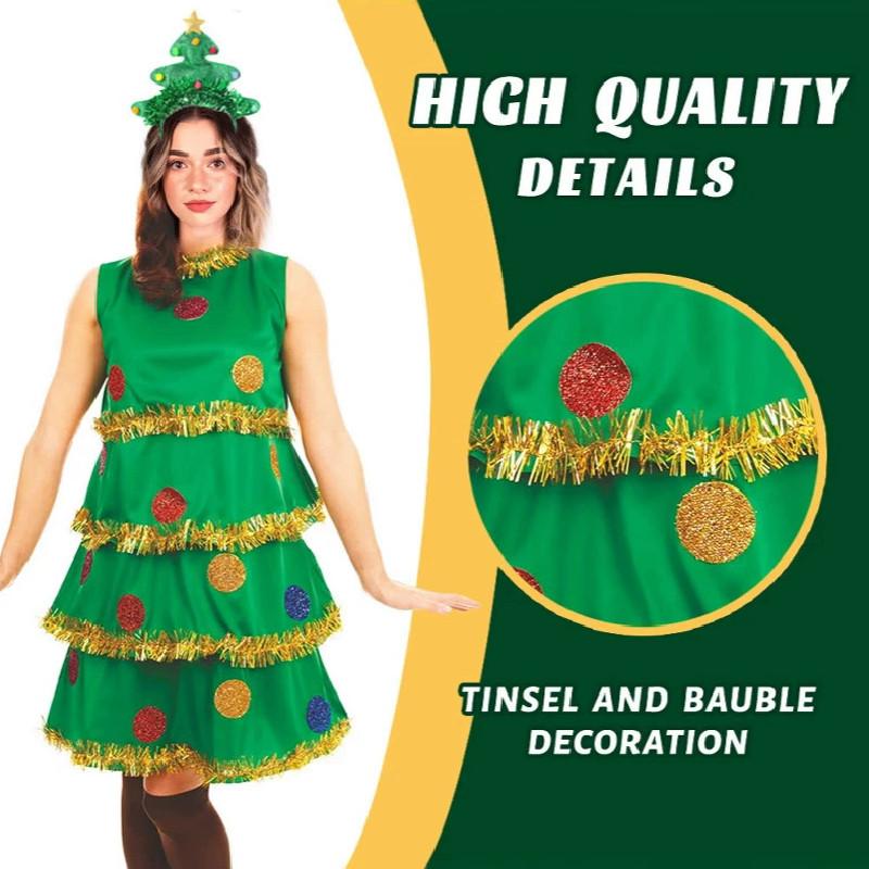 Christmas Tree Cosplay Dress For Women With Polyester Nylon Blend For Holiday Party Costumes