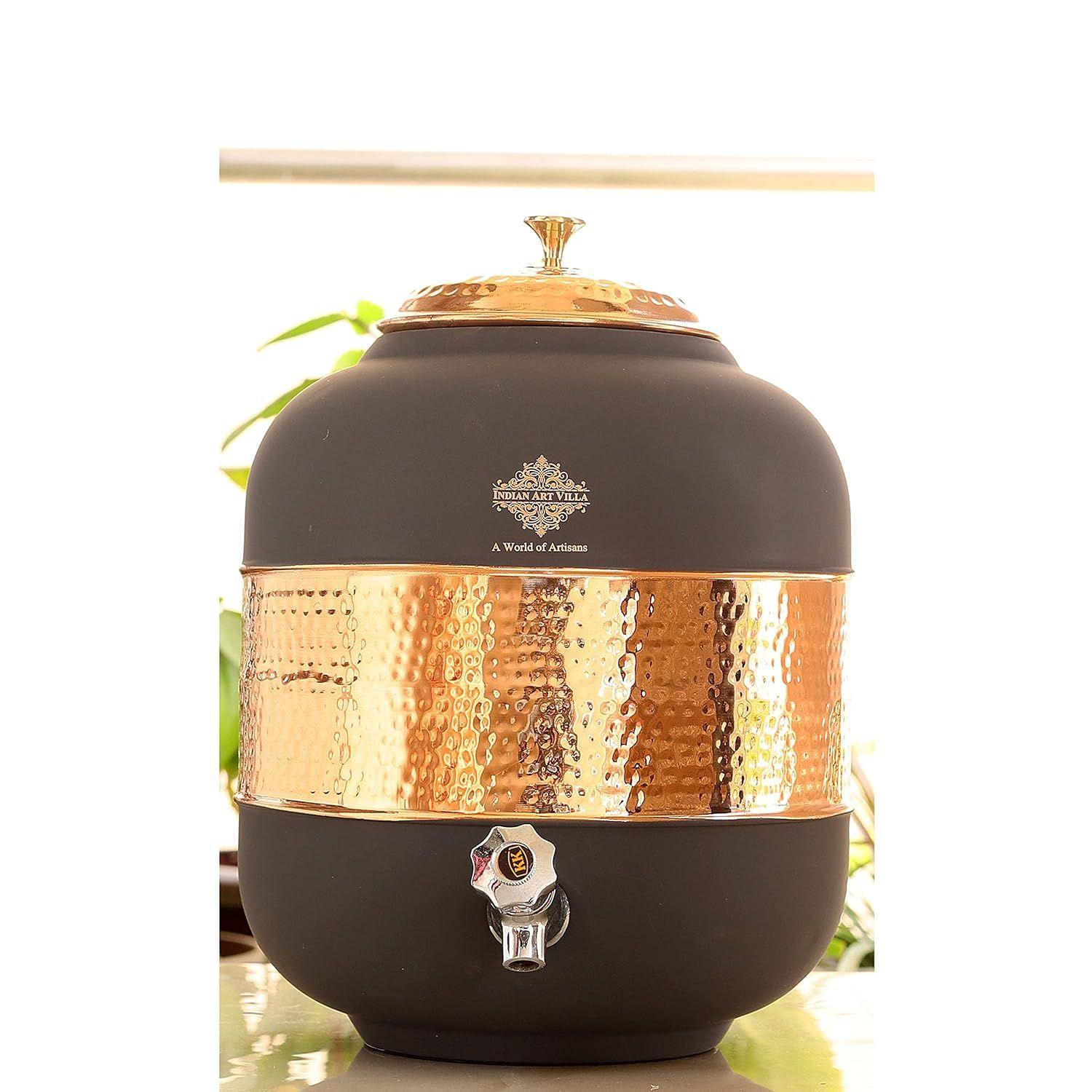 

Получеканный медный кувшин для воды с шелковистой отделкой серого цвета, объем - 13 л, 439 унций