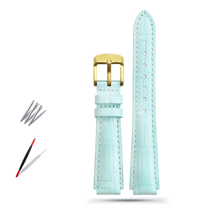Pulseira de couro genuíno para relógio feminino Casio LTP-2069 LTP-V007 V300 VT01 com pulseira convexa 14mm