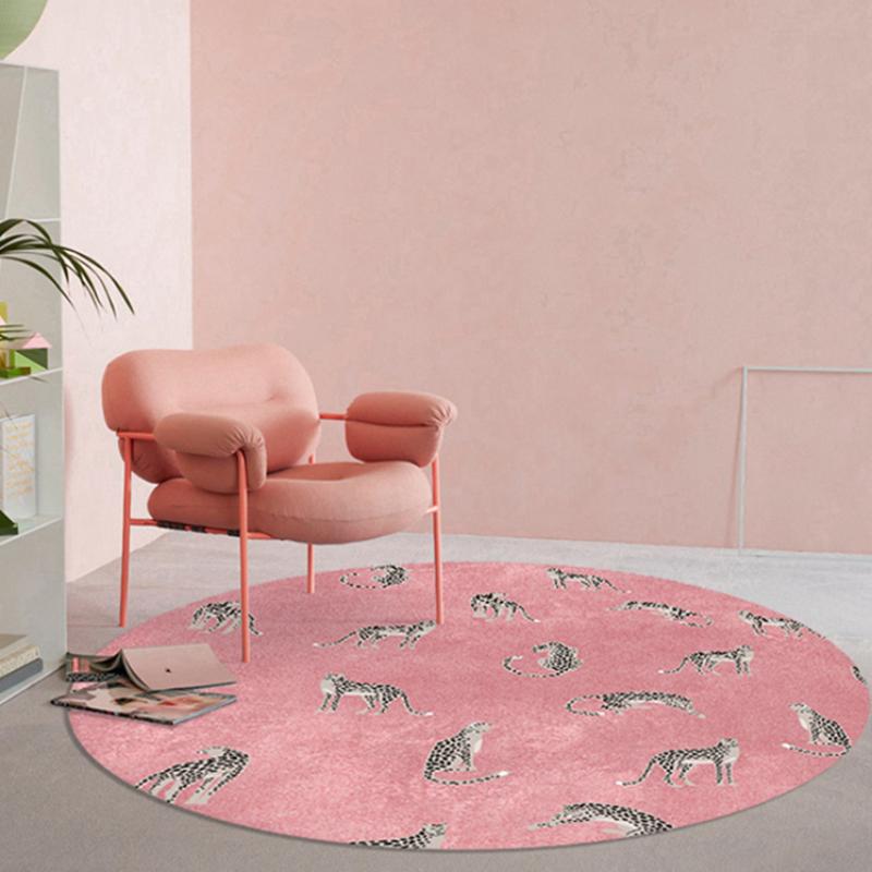 Light Luxury Bedroom Decor Round Carpet Thickend Plush Bedside Floor Mat Fluffy Soft Rug Leopard Pattern Carpets for Living Room