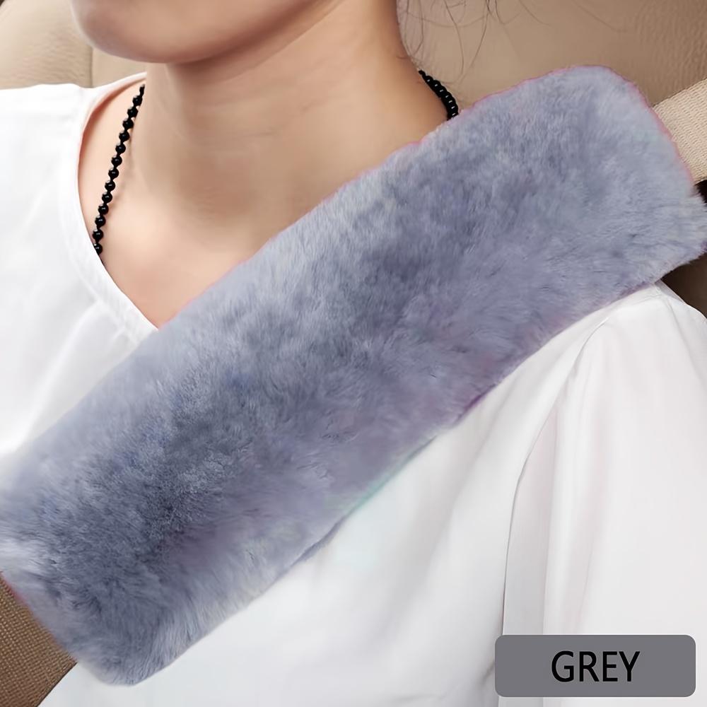 2pcs Soft Plush Car Interior Seat Belt Cover, Anti-leakage Cross Bag Strap Shoulder Protector for Winter