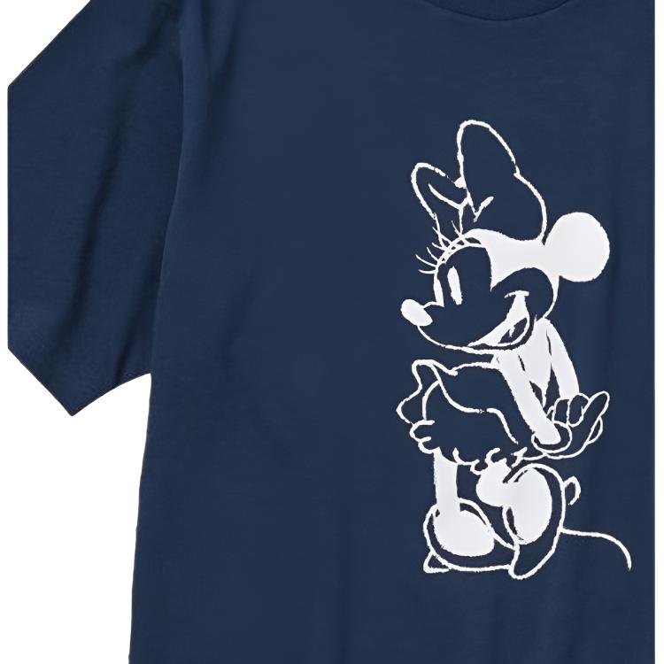 Uniqlo Disney Collaboration Cartoon Print Round Neck Short Sleeve T-Shirt Unisex Tops Navy-Blue 467916-69