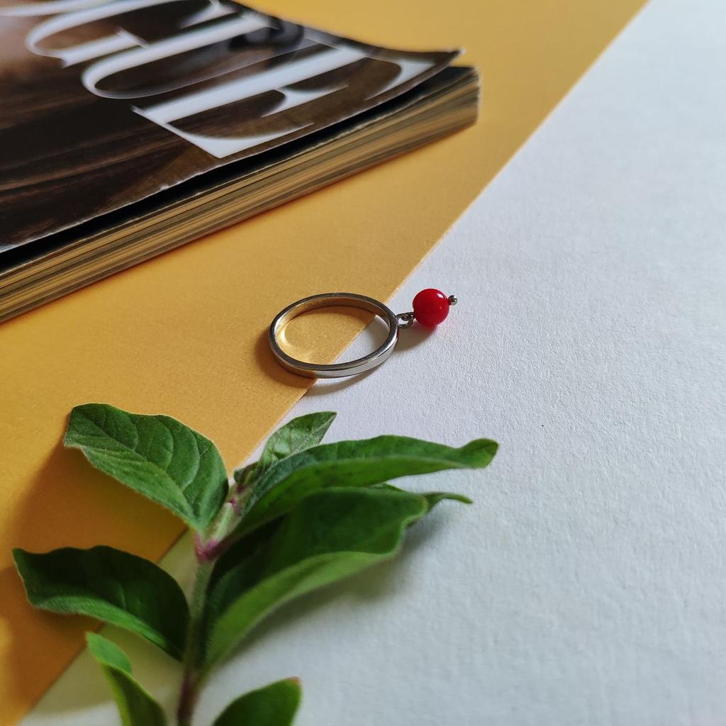 Zilveren ring met koraal, gewicht van het product 1,65 gr (2145585)