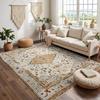 RAKKS Soft Velvet Vintage Moroccan Style Area Rug Non-Slip Indoor Outdoor Carpet for Living Room Bedroom Beside Sofa Home Decor