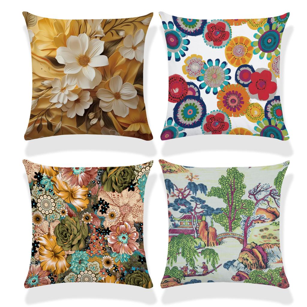 Home Decor Colorful Floral Patterns Pillow Covers for Home Pattern Cushion Cover Suitable for Sofa Bedroom Car Pillow Cover