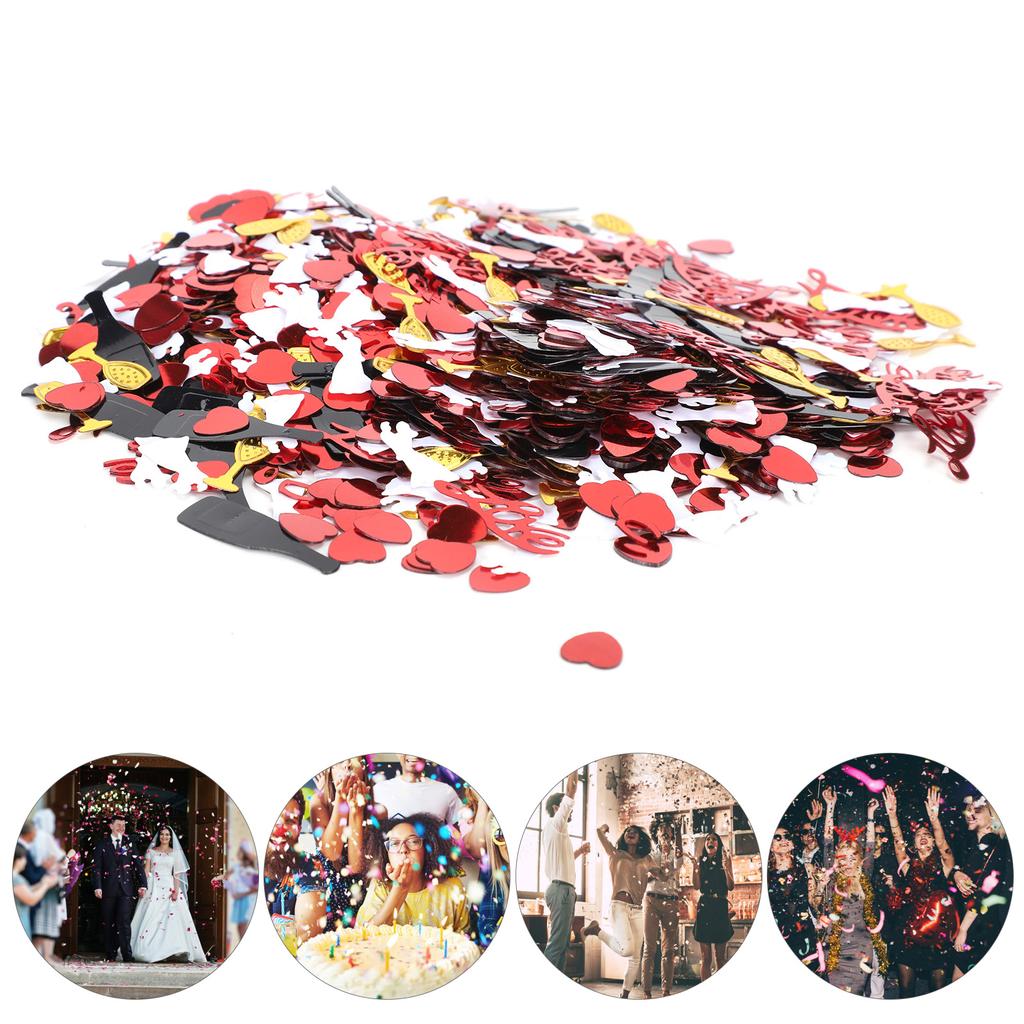 PVC Sequins Red Heart Golden Black Wine Glass Shaped Confetti Add Shine Gift Decoration