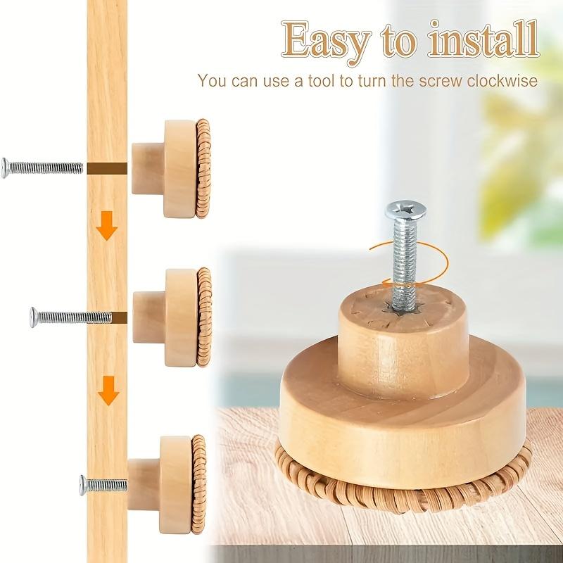Woven Wooden Pulls 10pcs - 1.58-inch Round Rattan Creative Knobs, Practical for Cabinets, Closets, Drawers & Home Decoration