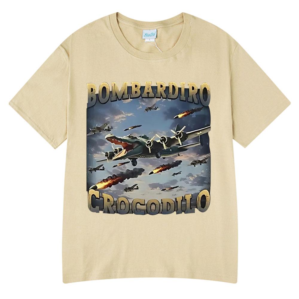 Bombardiro Crocodilo Funny Crocodile Plane Bomber Graphic T-shirt Men Women Casual Cotton Short Sleeve T Shirts Comfort T-shirts