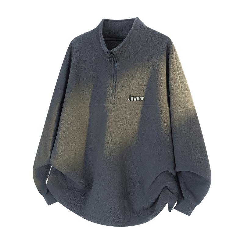 Pánská fleecová mikina s kapucí na zip Podzimní a zimní mikina se stojáčkem Volná a všestranná mikina