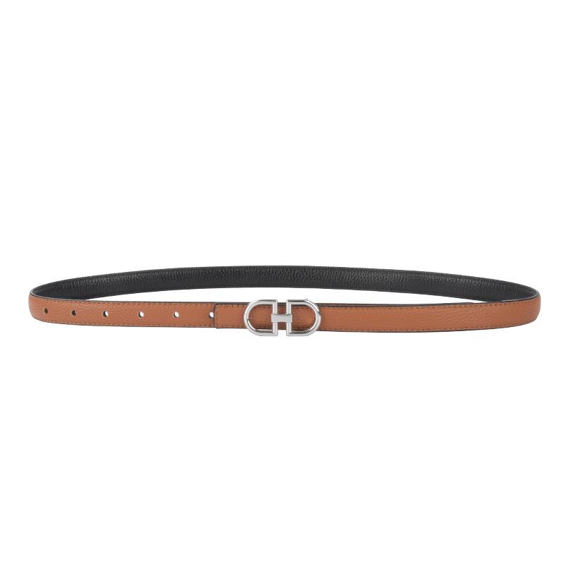 Lychee Pattern First Layer Cowhide Women'S Genuine Leather Women'S Belt Casual Pants Jeans Thin Two-Sided Belt Available