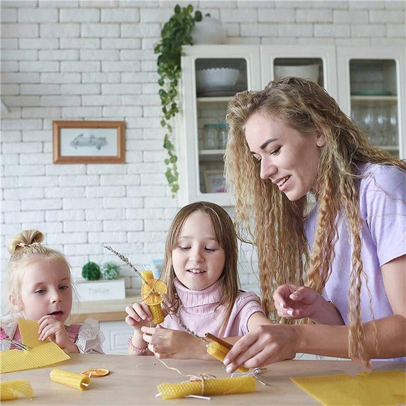 2025 Trend 30 Pieces 100% Natural Beeswax Candle Making Kit, Honeycomb Texture DIY Beeswax Candle Craft Set